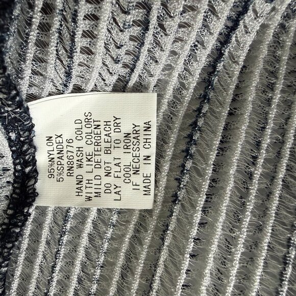 209 Brand Women's XL Blue and White Long Sleeve Cardigan Duster - Career, Casual - Picture 6 of 6